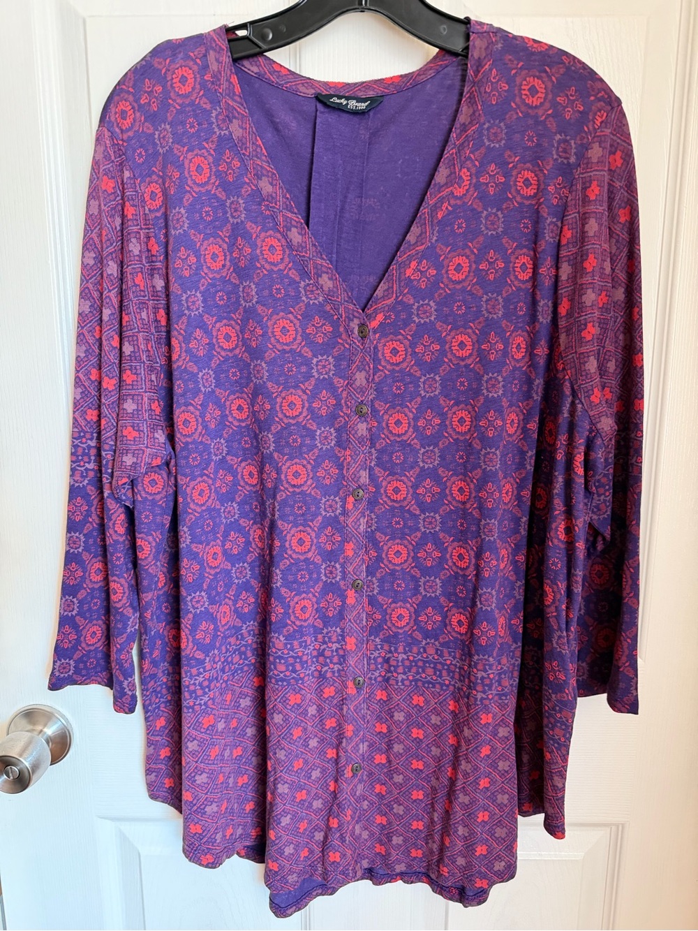 Lucky Brand Plus Size 2X Purple & Red
Boho Pattern Top. EUC